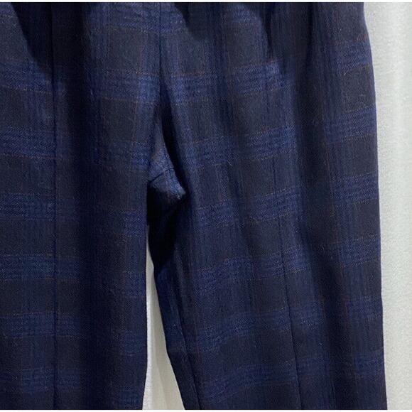Tibi Designer Womens Blue Wool Plaid Pants, High-Rise, Black Lining, New Sz 6 - Picture 3 of 10